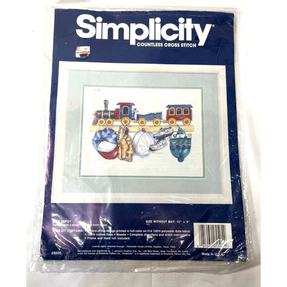 Simplicity Countless Cross Stitch Kit Nat Depot 12x9 Inches Baseball Train Desig - Picture 2 of 7